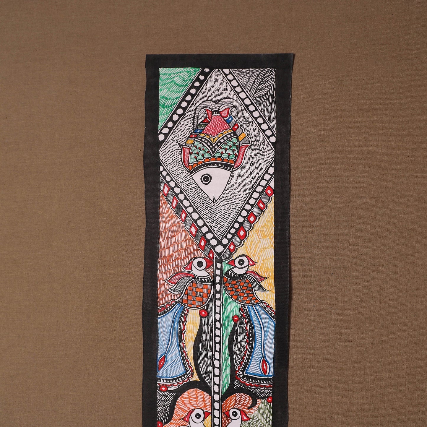 Handpainted madhubani painting by hira devi (30 x 5 in) 49