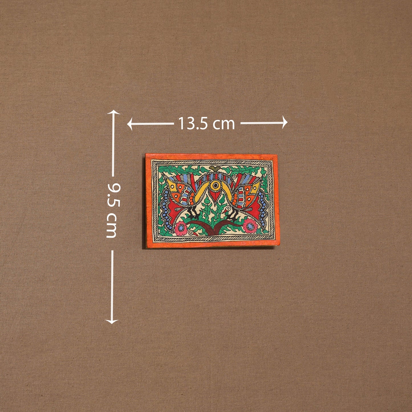 Handpainted madhubani painting by hira devi (4 x 5 in) 152
