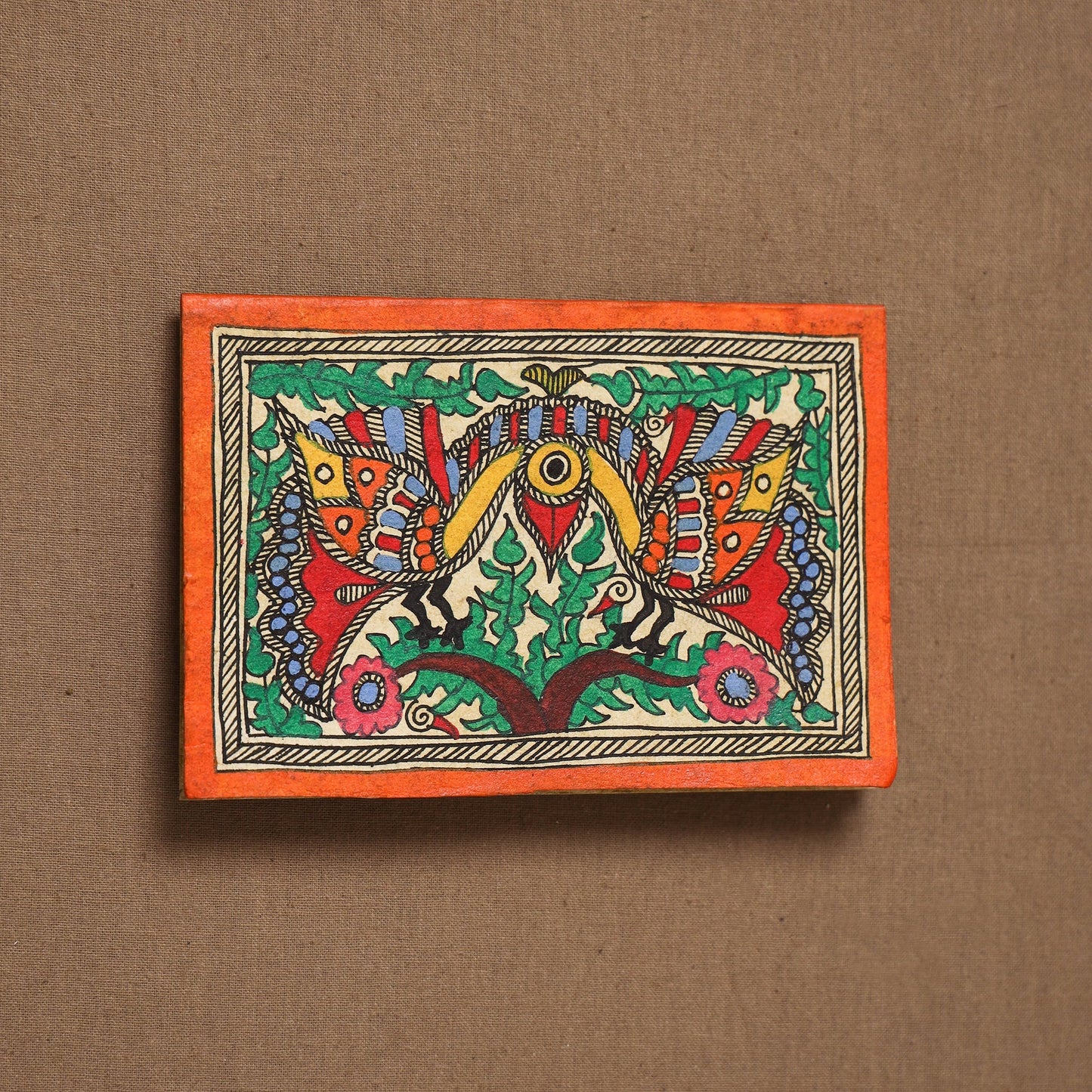 Handpainted madhubani painting by hira devi (4 x 5 in) 152