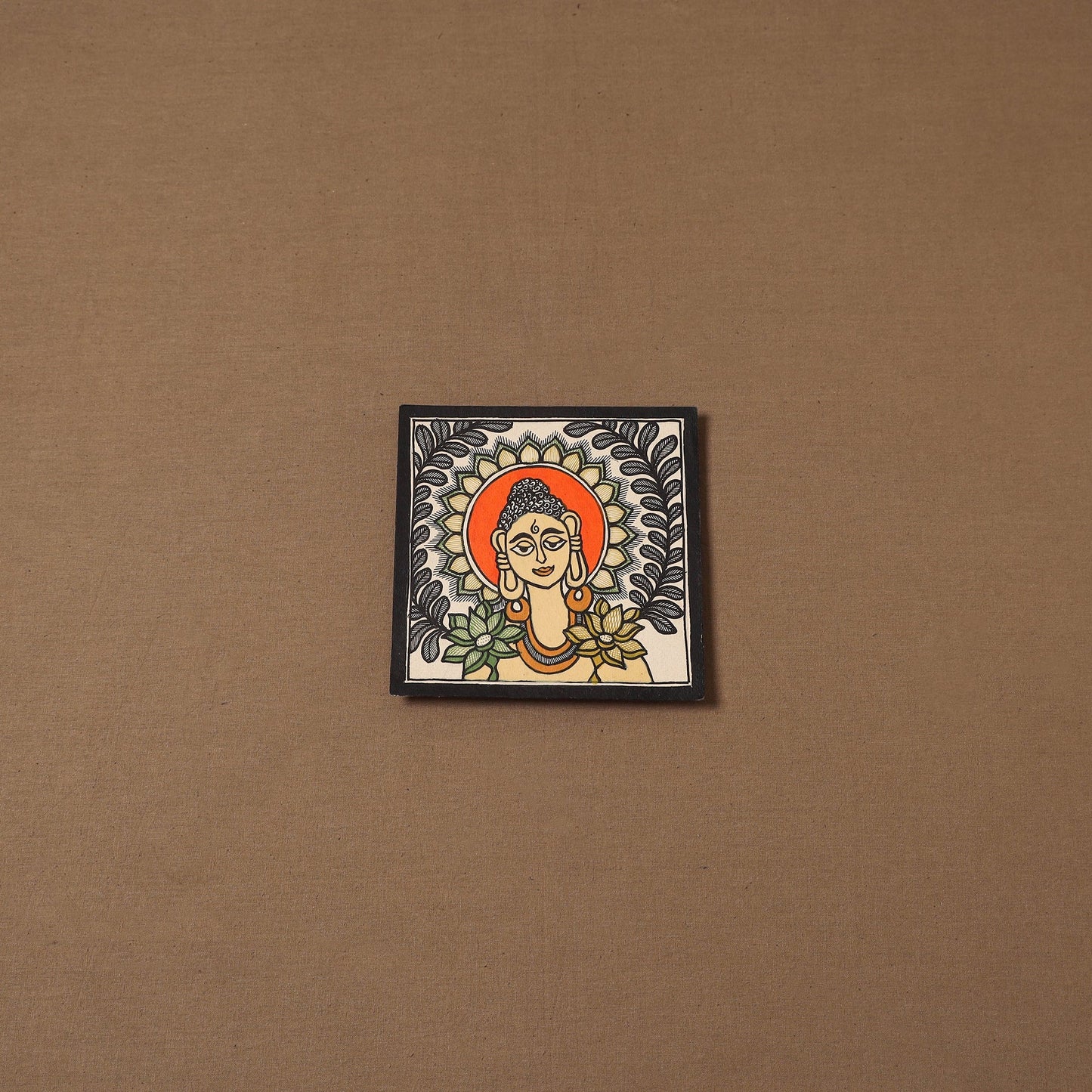 Handpainted madhubani painting by hira devi (6 x 6 in) 142
