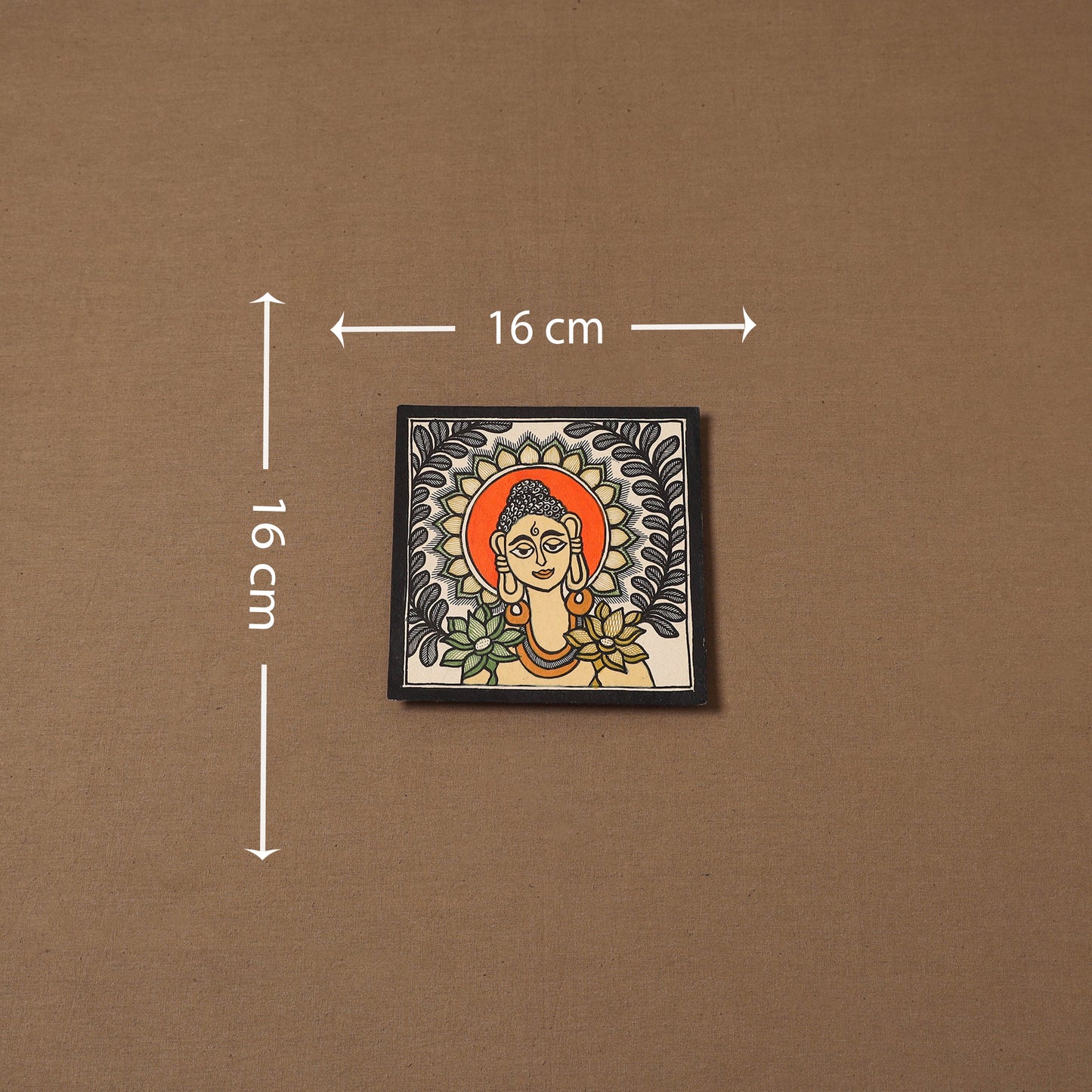 Handpainted madhubani painting by hira devi (6 x 6 in) 142