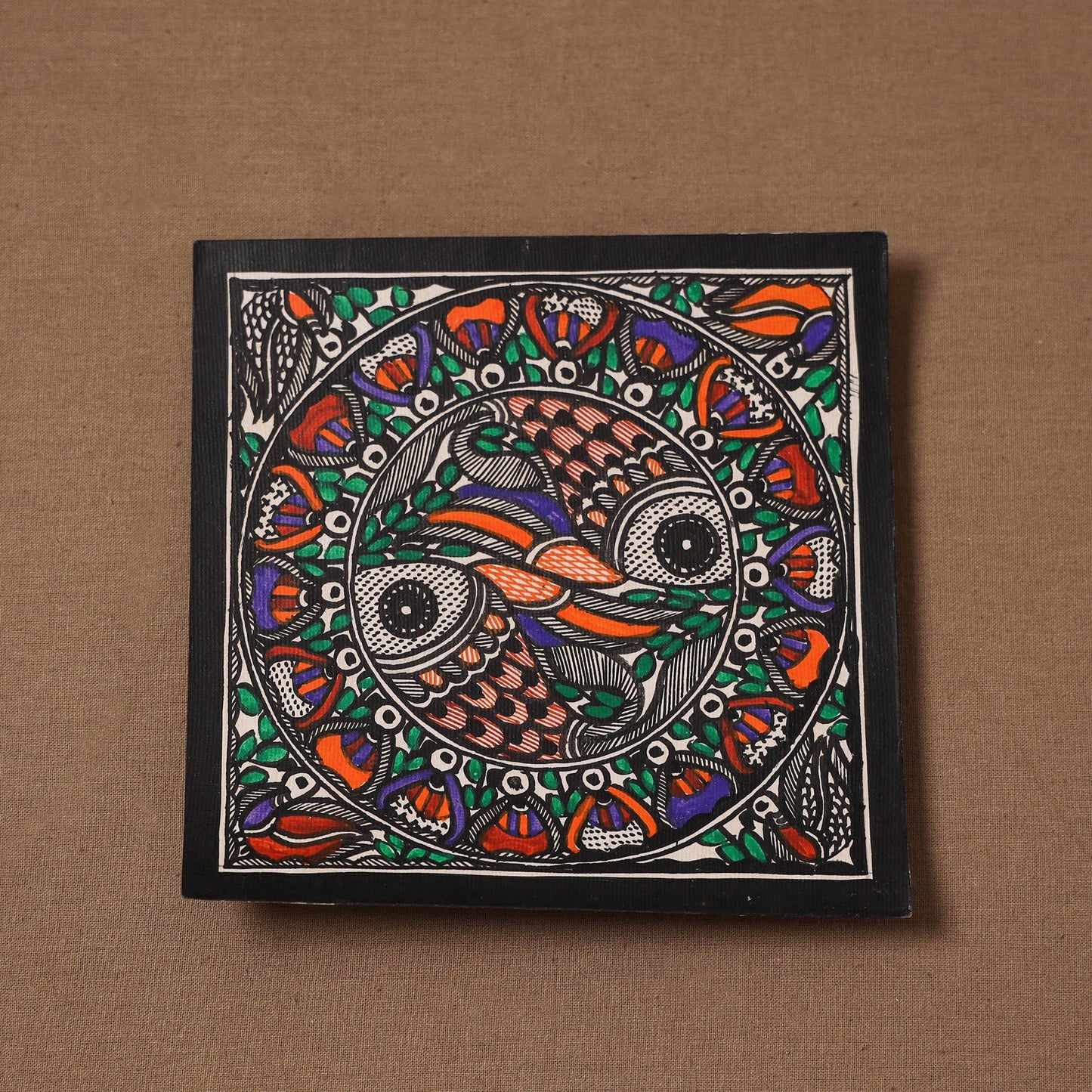 Handpainted madhubani painting by hira devi (6 x 6 in) 144