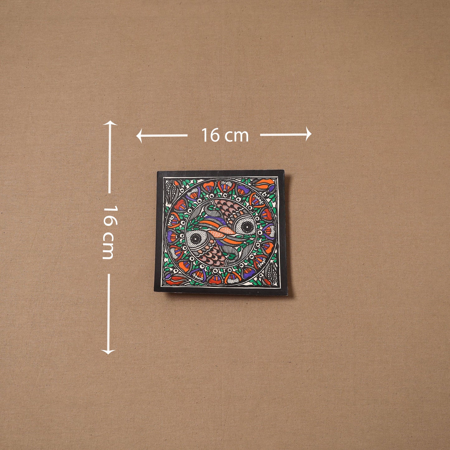 Handpainted madhubani painting by hira devi (6 x 6 in) 144