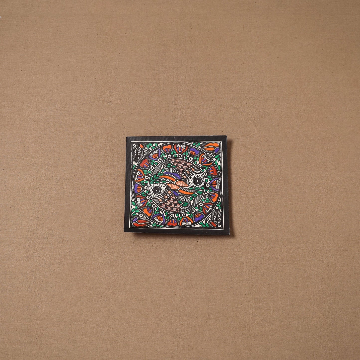 Handpainted madhubani painting by hira devi (6 x 6 in) 144