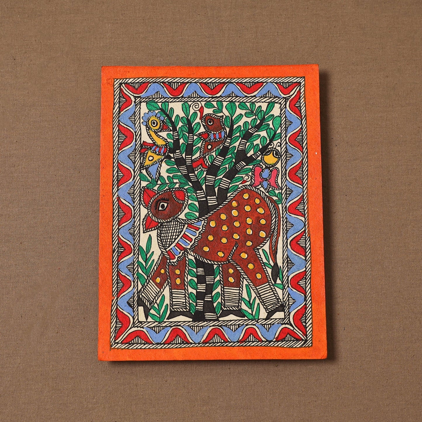 Handpainted madhubani painting by hira devi (7 x 5 in) 189