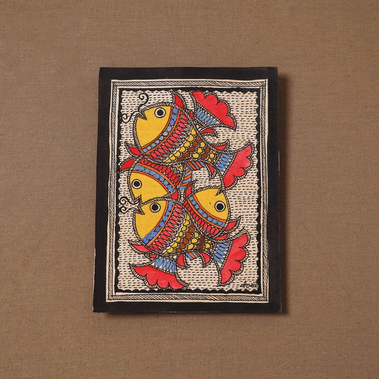 Handpainted madhubani painting by hira devi (7 x 5 in) 192