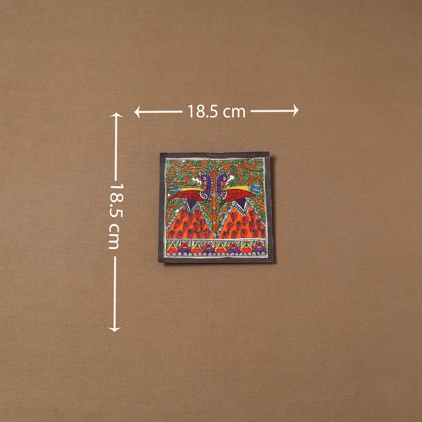 Handpainted madhubani painting by hira devi (7 x 7 in) 159