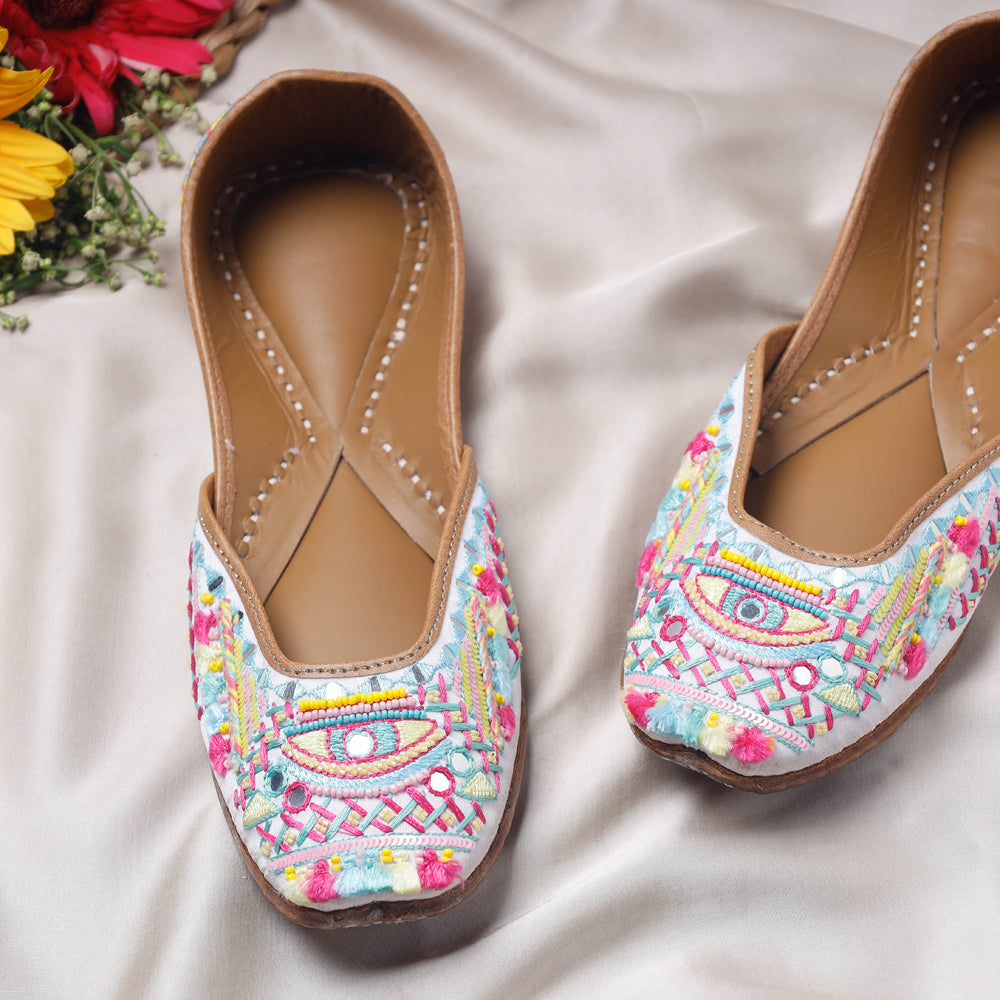 Multicolor Handstitched Embroidered Jutti