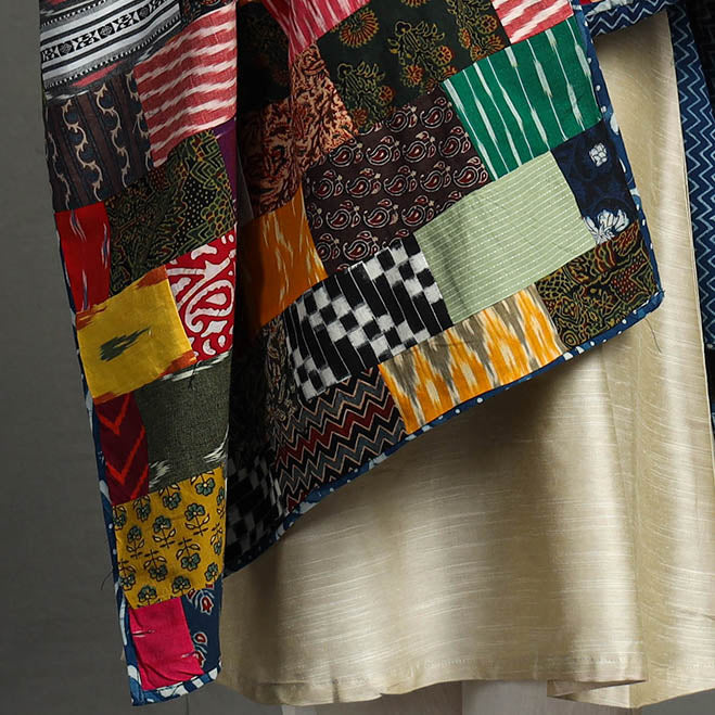 Indigo Reversible Patchwork Cotton Dupatta 11 Online at iTokri.com