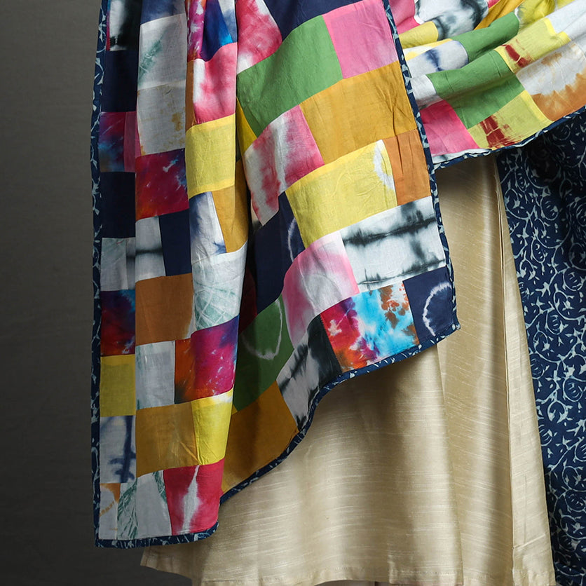 Indigo Reversible Patchwork Cotton Dupatta 33