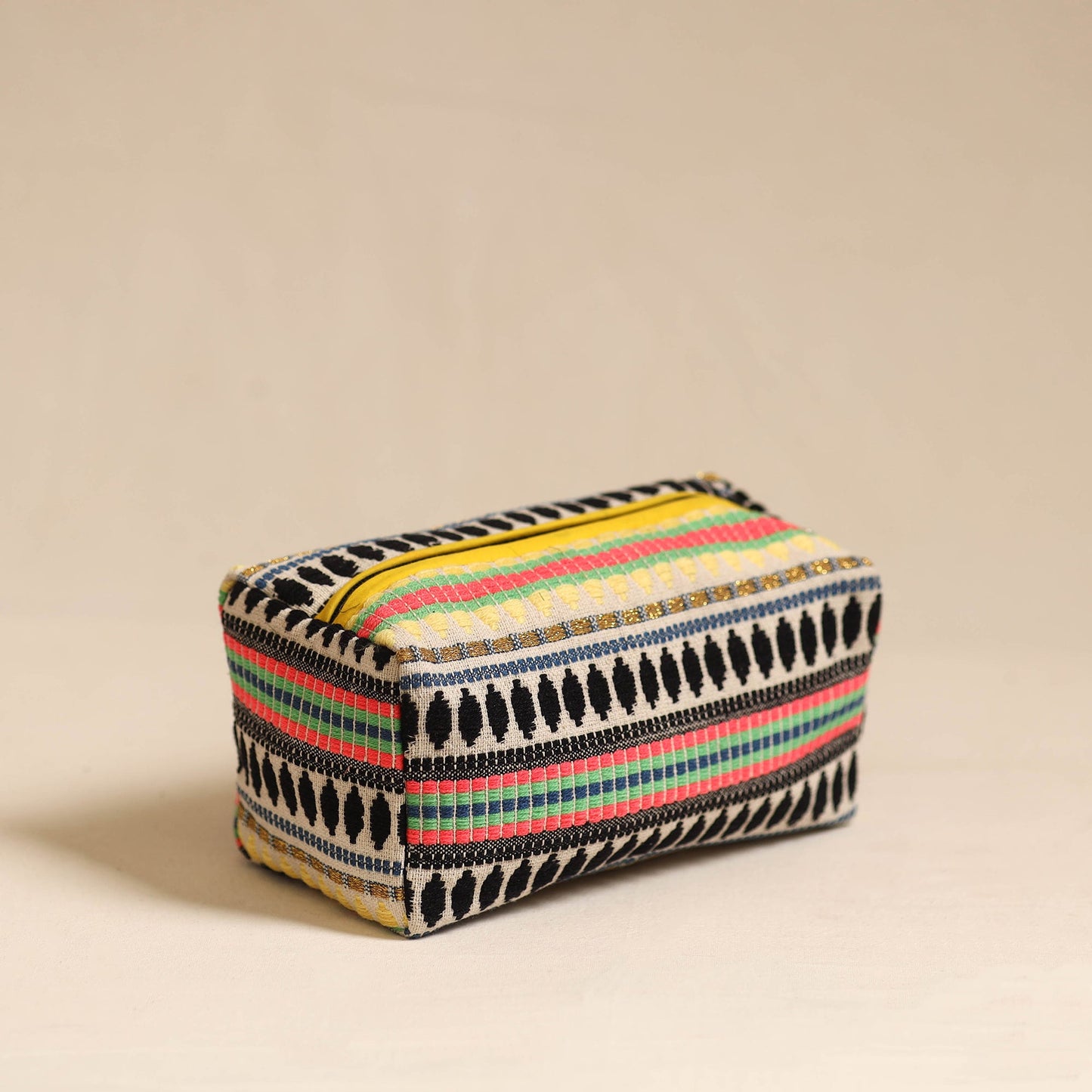 Multicolor Jacquard Weave Cotton Toiletry Pouch