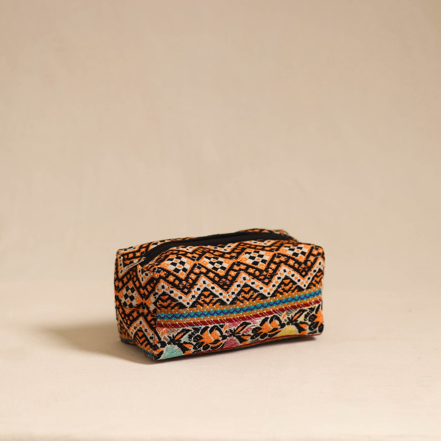 Multicolor Jacquard Weave Cotton Toiletry Pouch