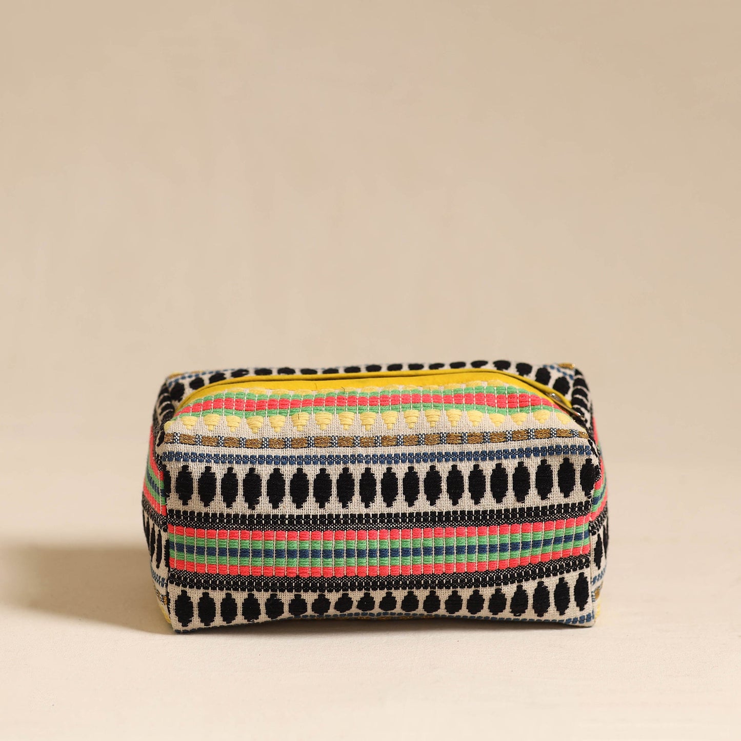 Multicolor Jacquard Weave Cotton Toiletry Pouch