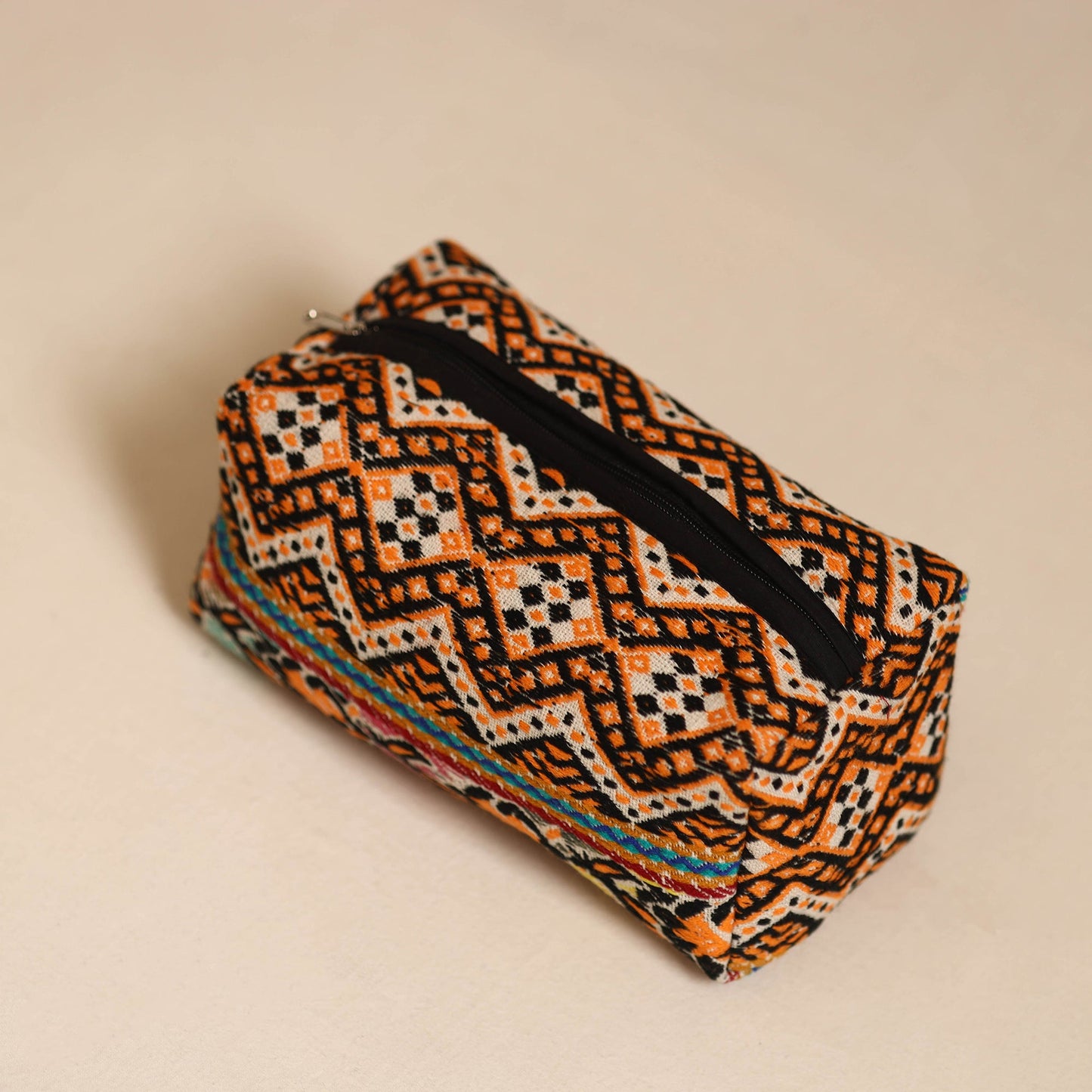 Multicolor Jacquard Weave Cotton Toiletry Pouch