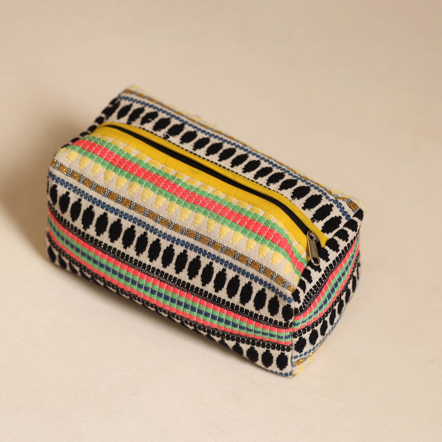 Multicolor Jacquard Weave Cotton Toiletry Pouch