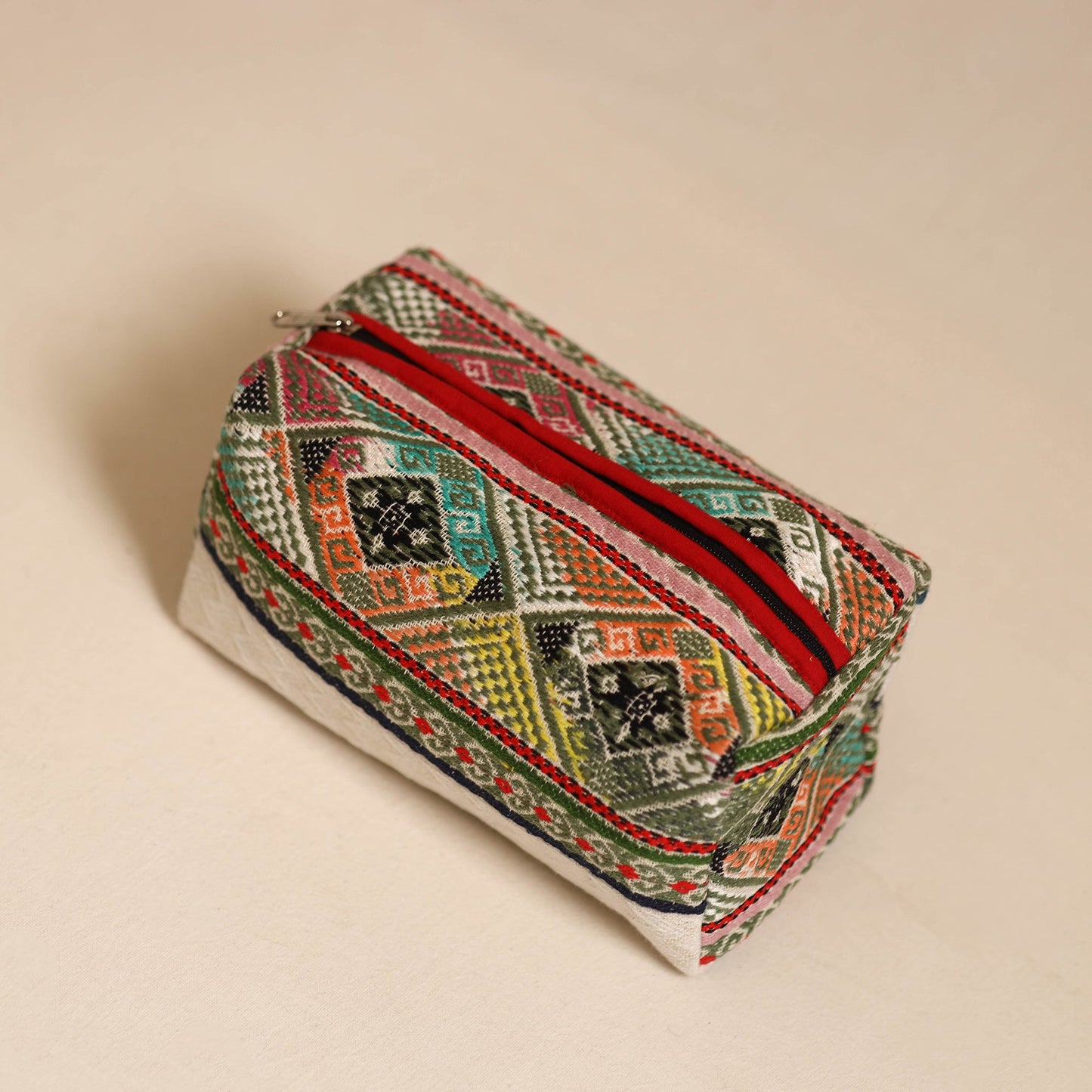 Multicolor Jacquard Weave Cotton Toiletry Pouch
