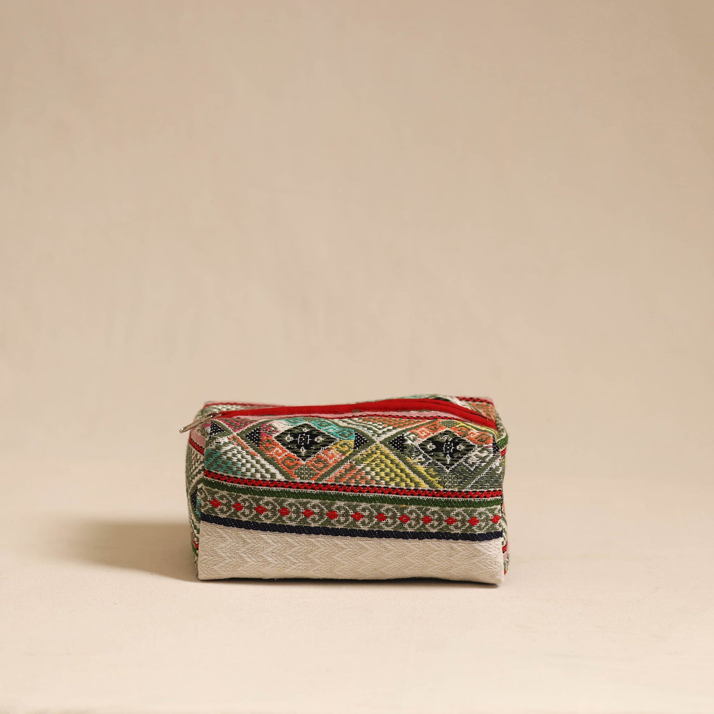 Multicolor Jacquard Weave Cotton Toiletry Pouch