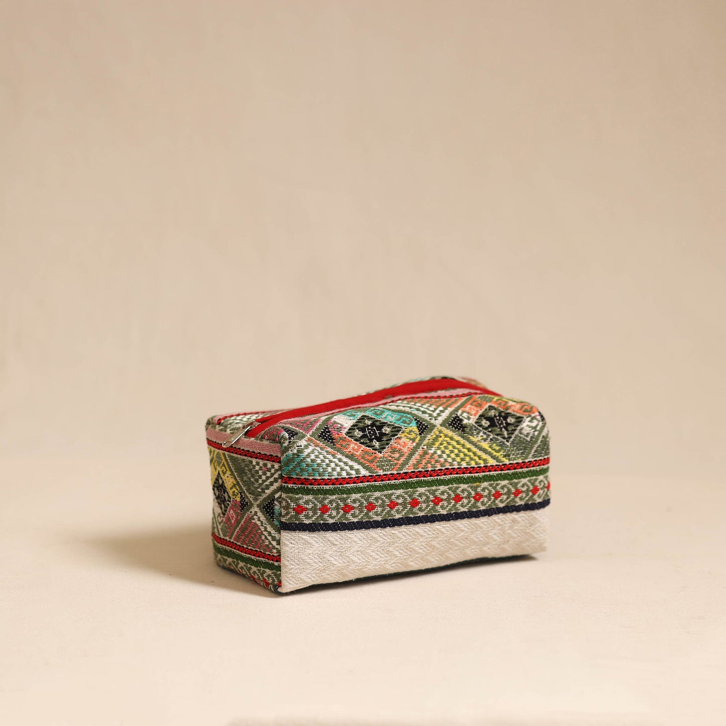Multicolor Jacquard Weave Cotton Toiletry Pouch