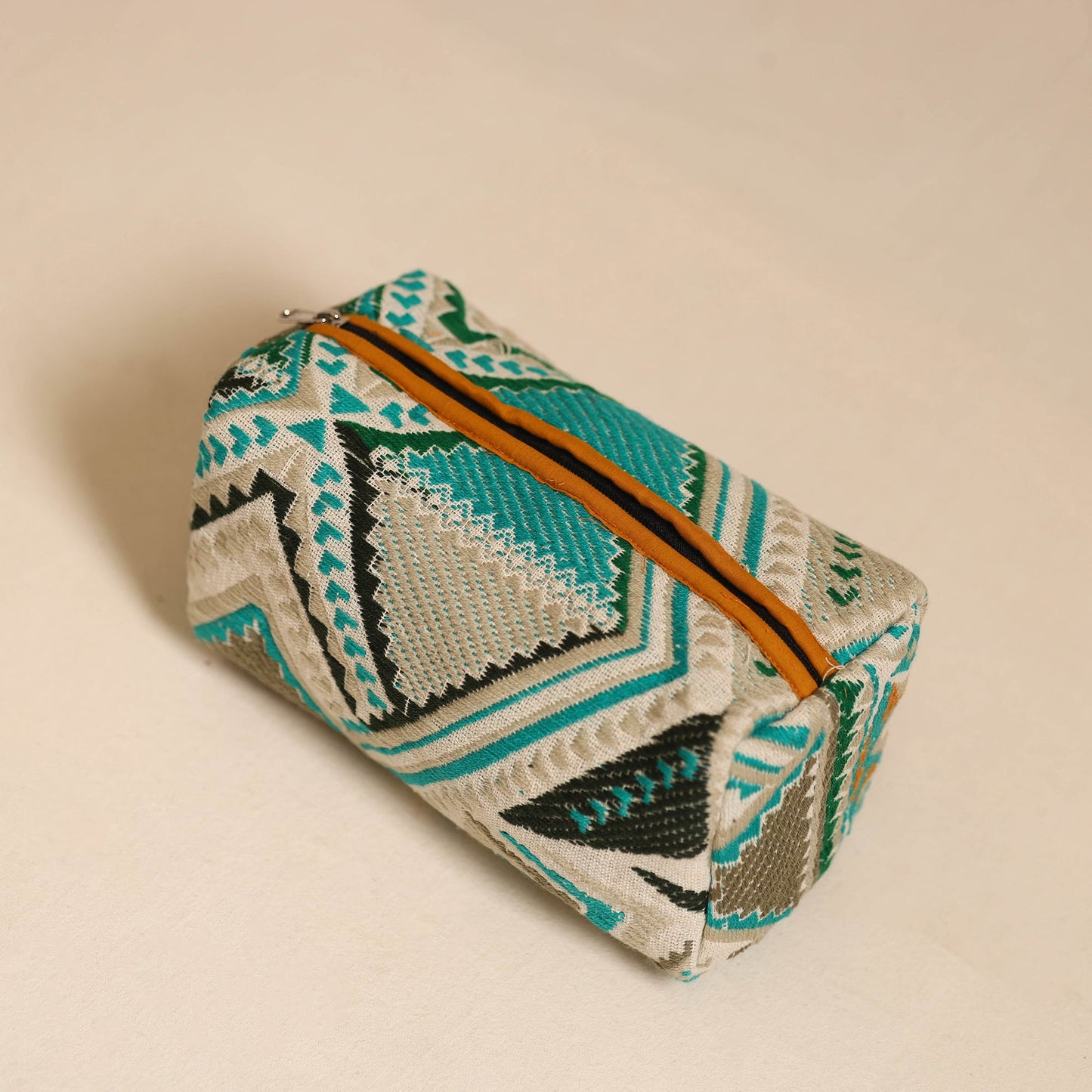 Multicolor Jacquard Weave Cotton Toiletry Pouch