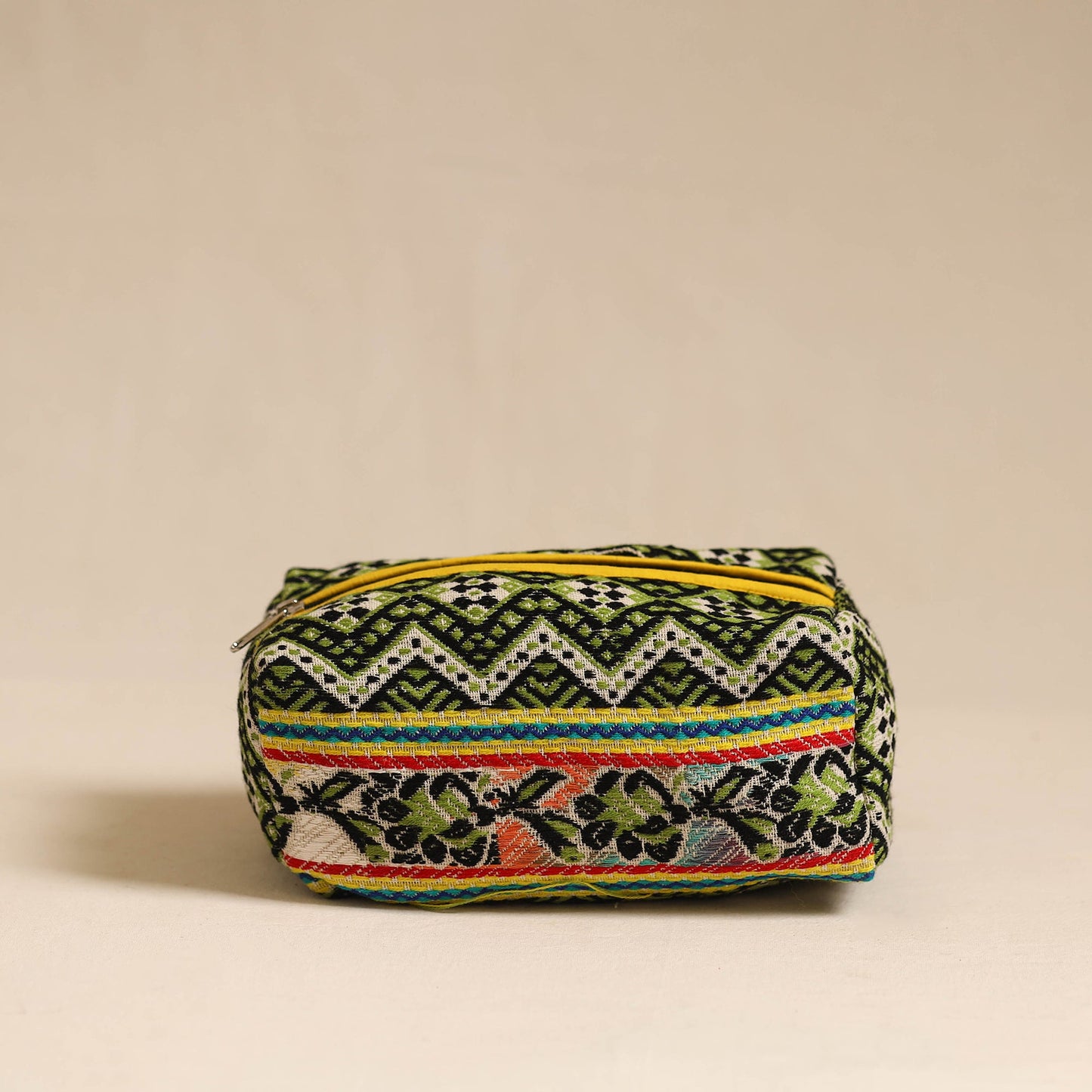 Multicolor Jacquard Weave Cotton Toiletry Pouch