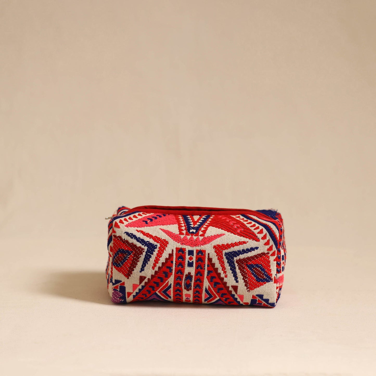 Multicolor Jacquard Weave Cotton Toiletry Pouch