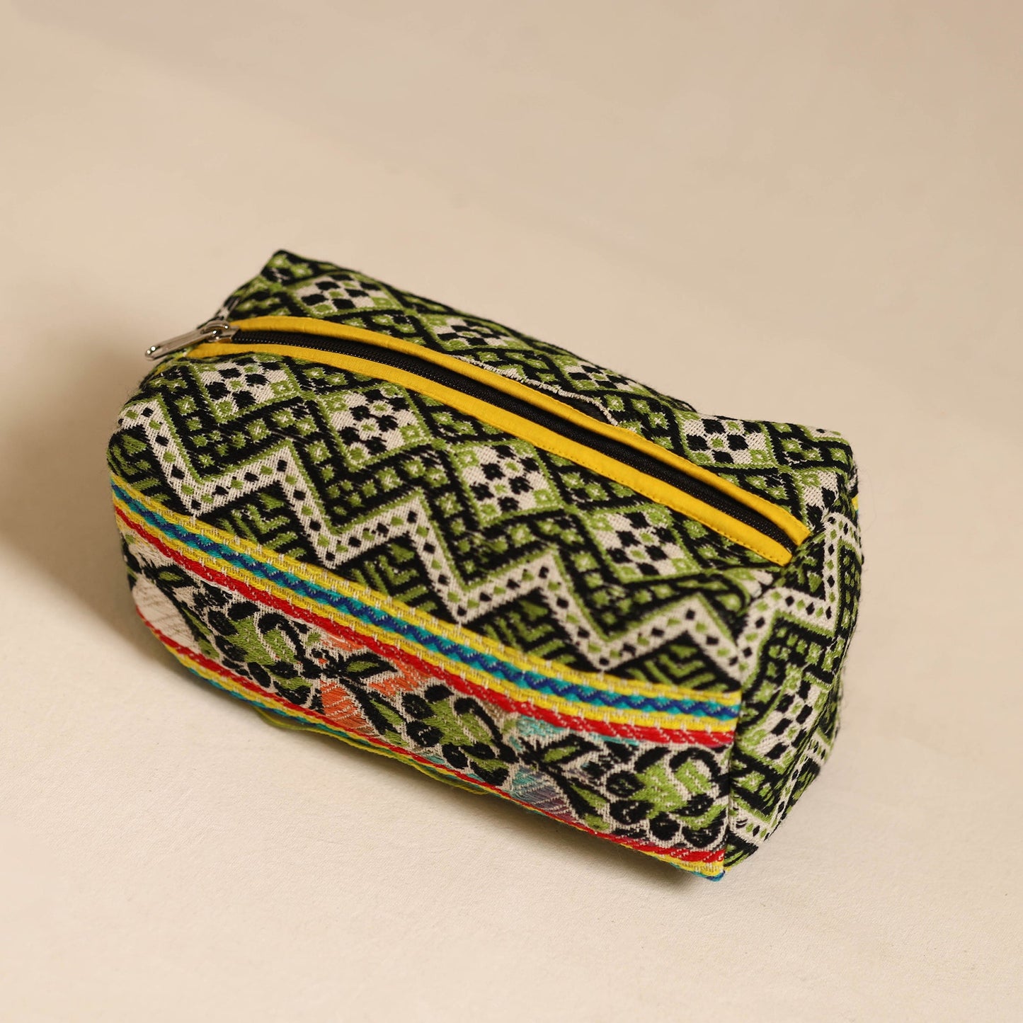 Multicolor Jacquard Weave Cotton Toiletry Pouch