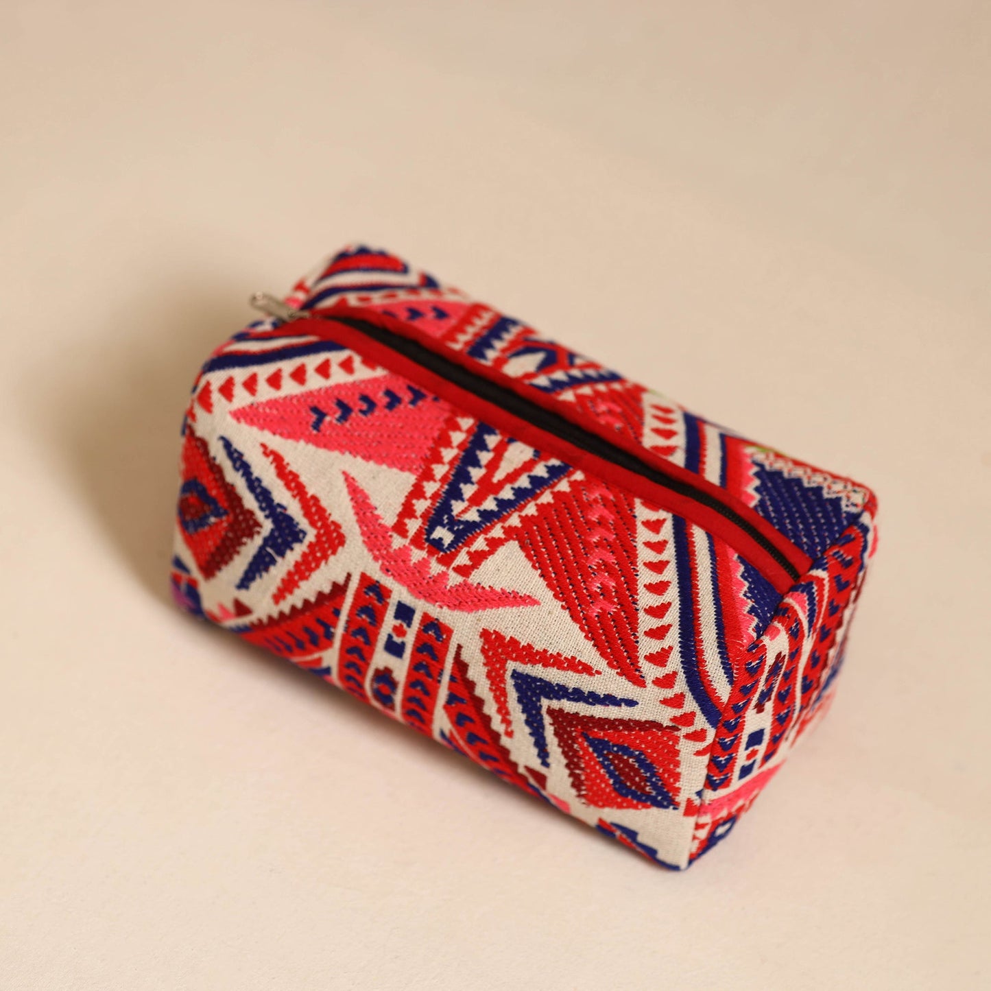 Multicolor Jacquard Weave Cotton Toiletry Pouch