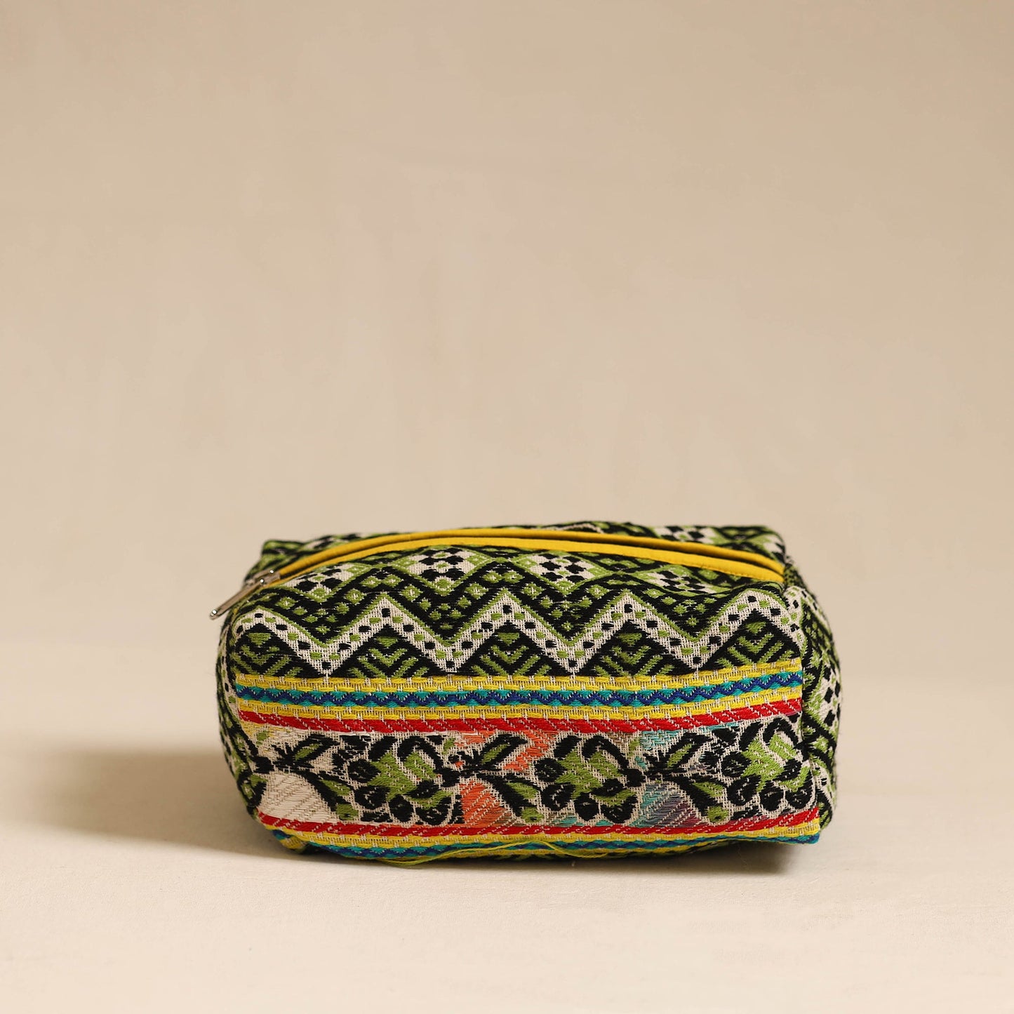 Multicolor Jacquard Weave Cotton Toiletry Pouch