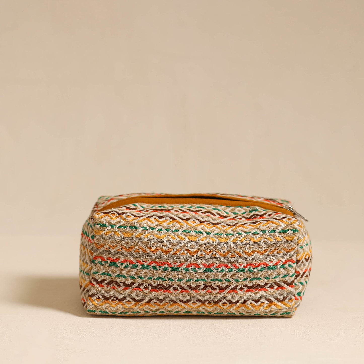 Multicolor Jacquard Weave Cotton Toiletry Pouch