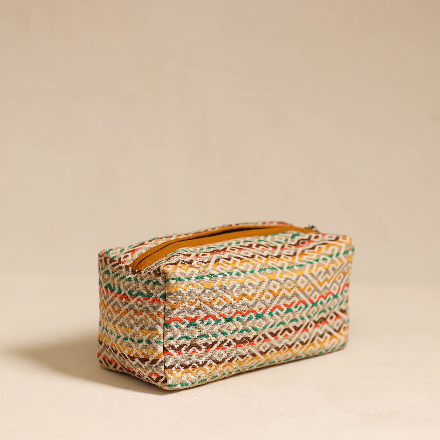 Multicolor Jacquard Weave Cotton Toiletry Pouch