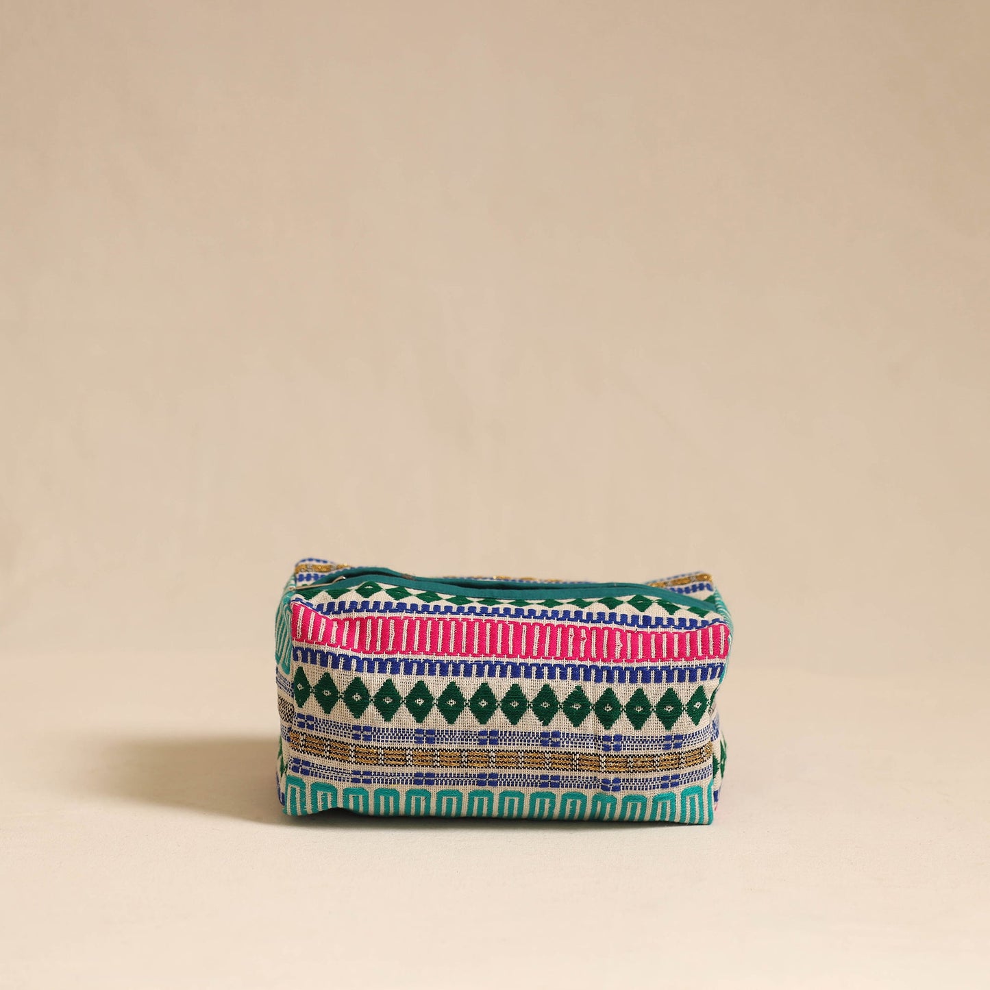 Multicolor Jacquard Weave Cotton Toiletry Pouch
