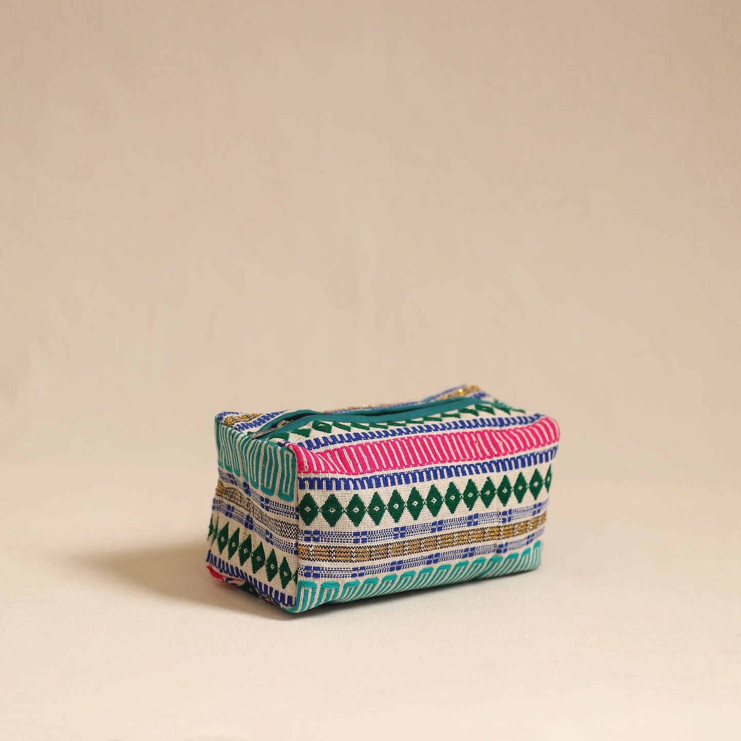 Multicolor Jacquard Weave Cotton Toiletry Pouch