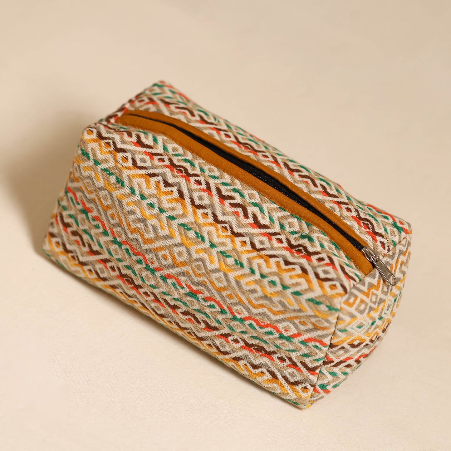 Multicolor Jacquard Weave Cotton Toiletry Pouch