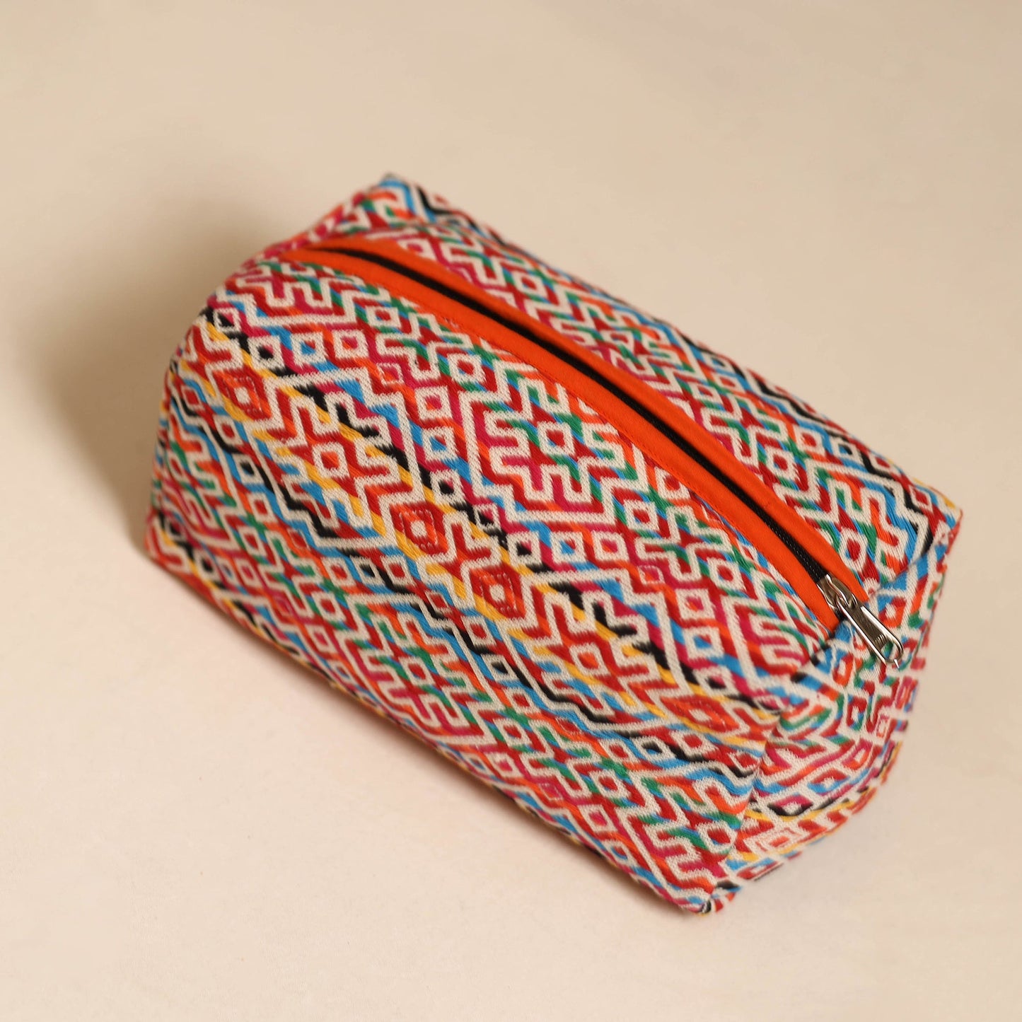 Multicolor Jacquard Weave Cotton Toiletry Pouch