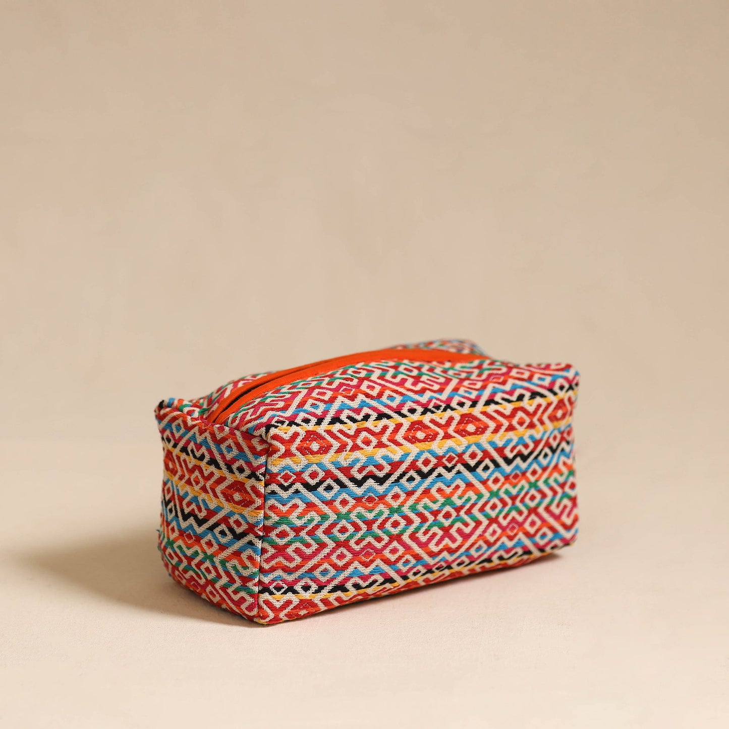 Multicolor Jacquard Weave Cotton Toiletry Pouch