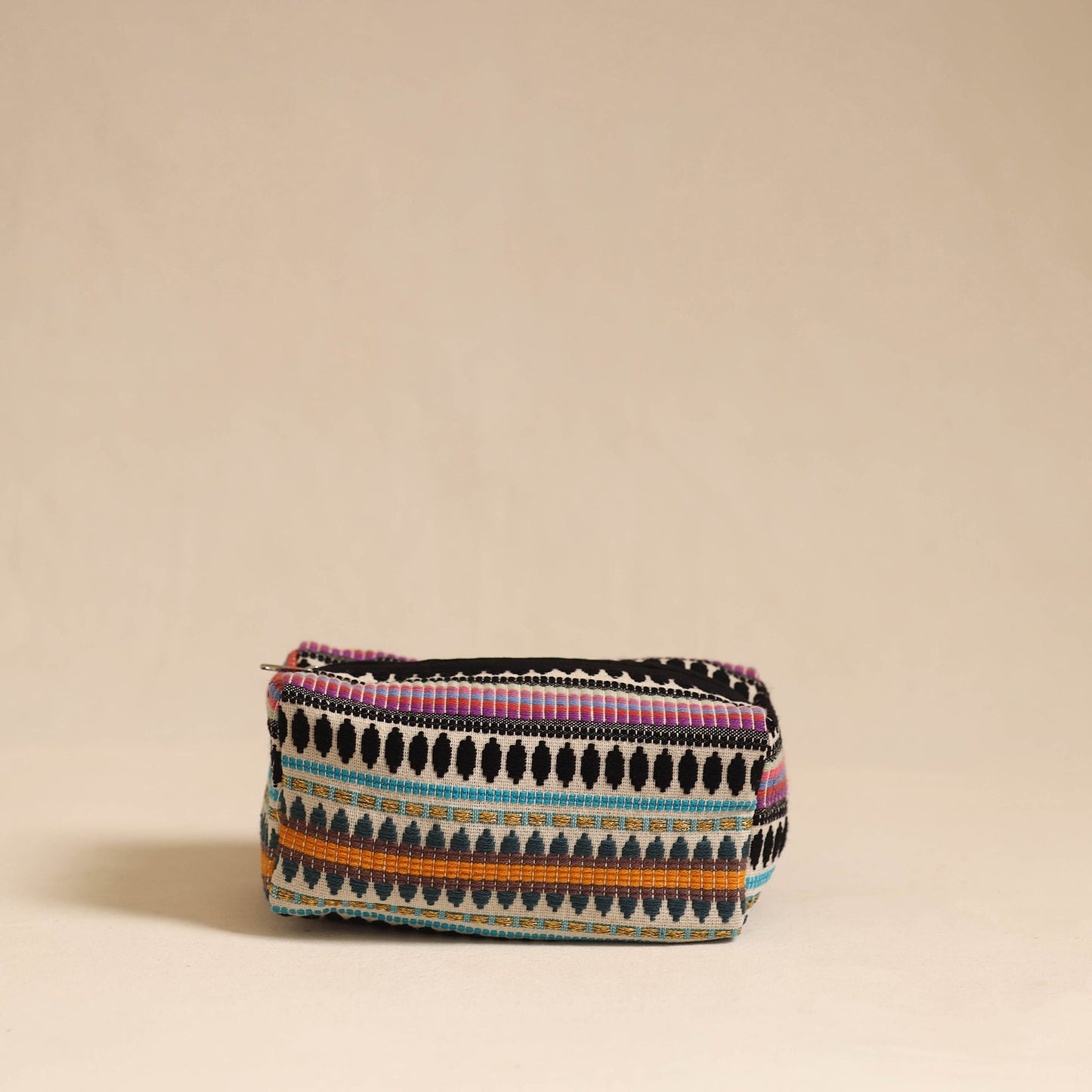 Multicolor Jacquard Weave Cotton Toiletry Pouch