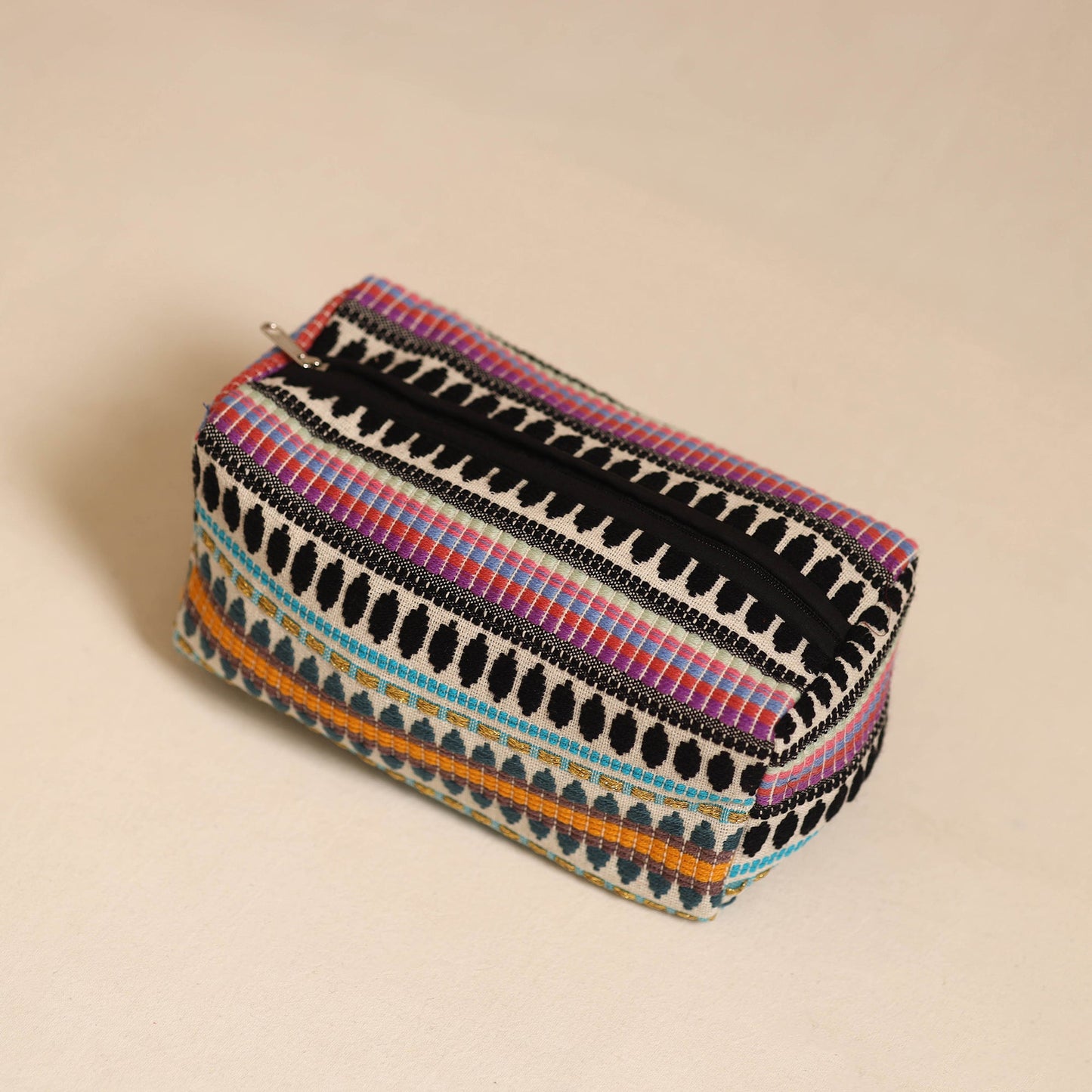Multicolor Jacquard Weave Cotton Toiletry Pouch