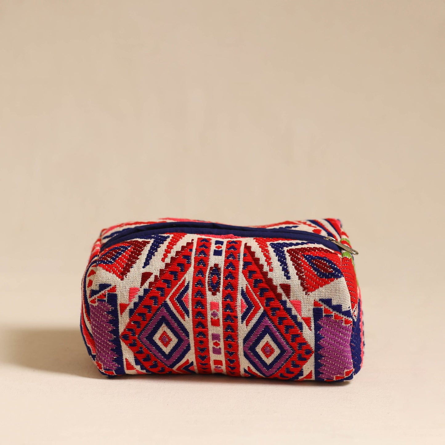 Multicolor Jacquard Weave Cotton Toiletry Pouch