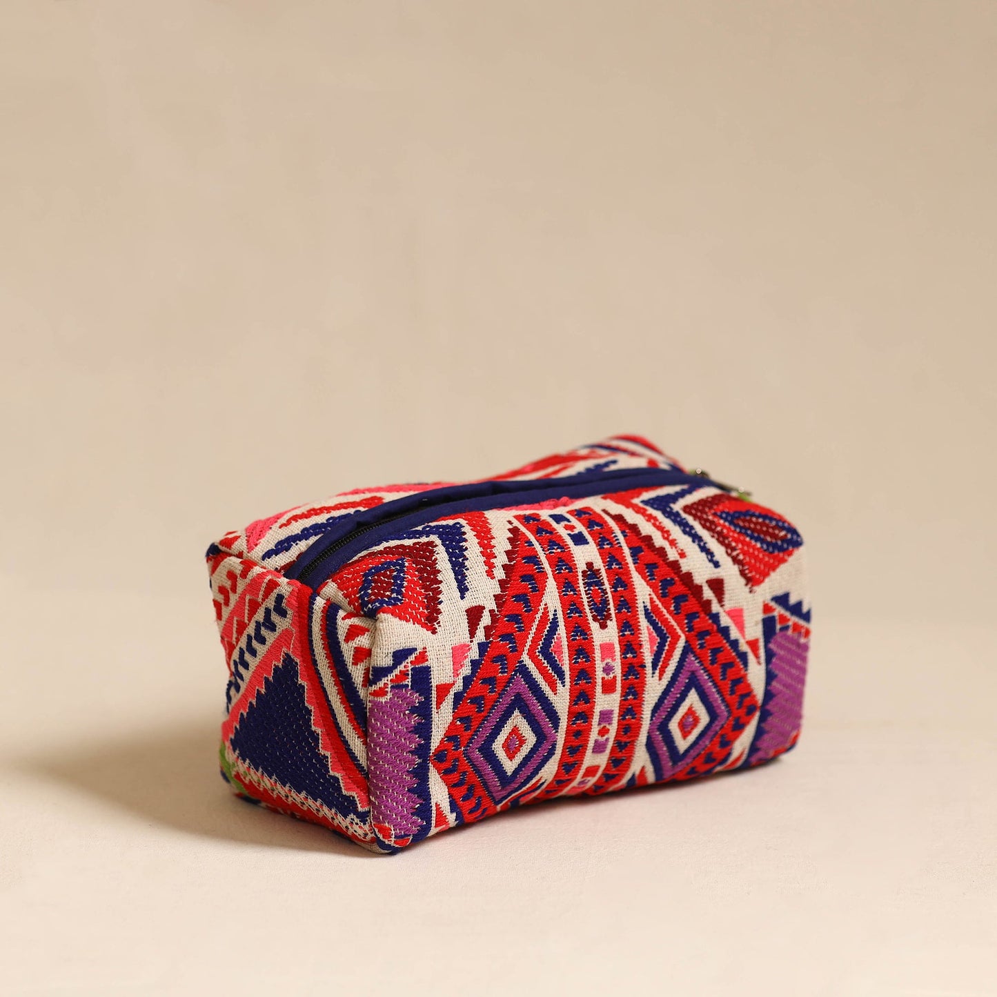 Multicolor Jacquard Weave Cotton Toiletry Pouch