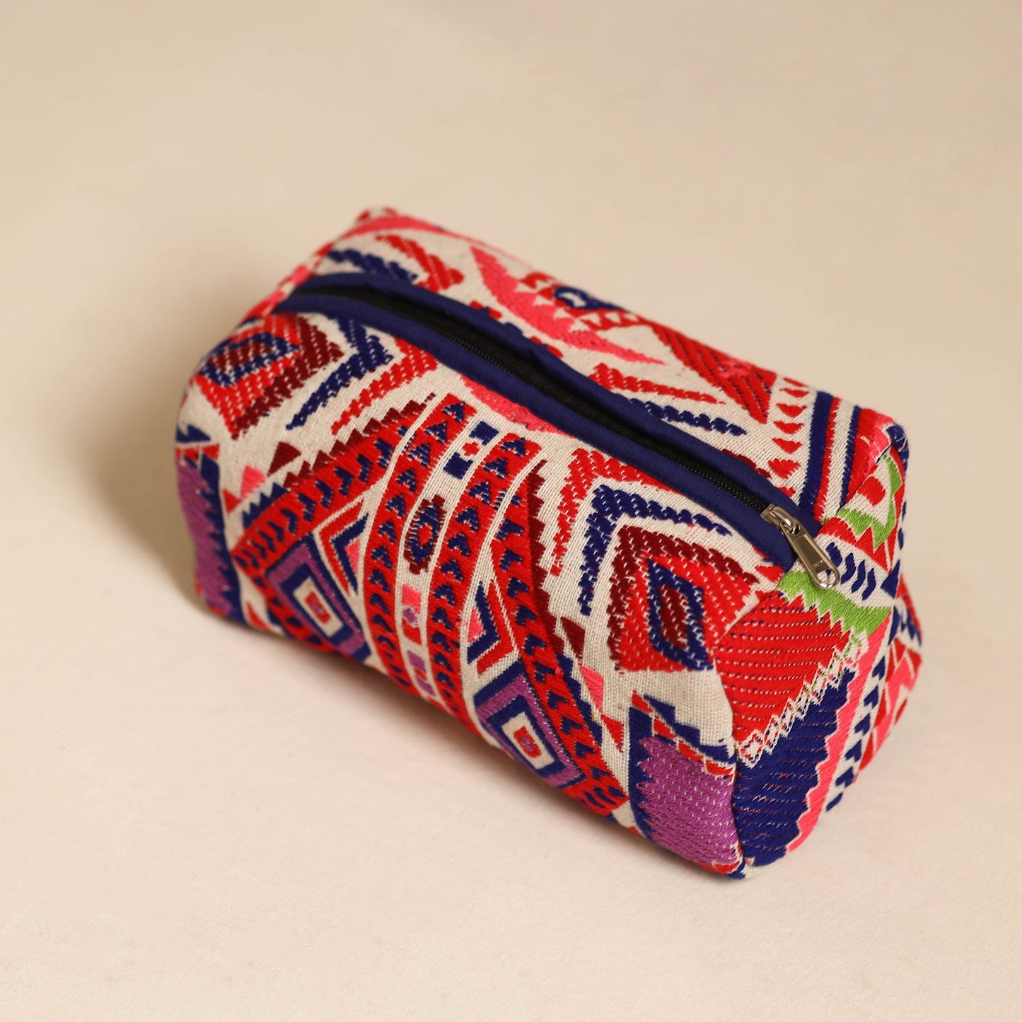 Multicolor Jacquard Weave Cotton Toiletry Pouch