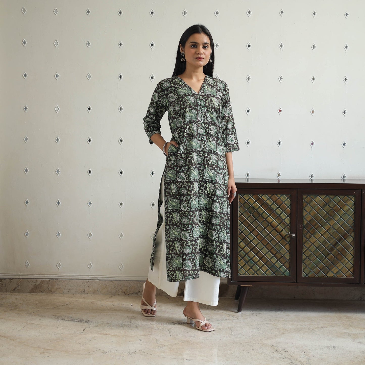 Jahota Block Print Cotton Straight Kurta for Women
