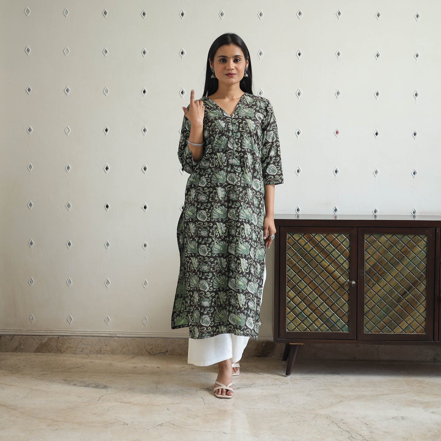 Jahota Block Print Cotton Straight Kurta for Women