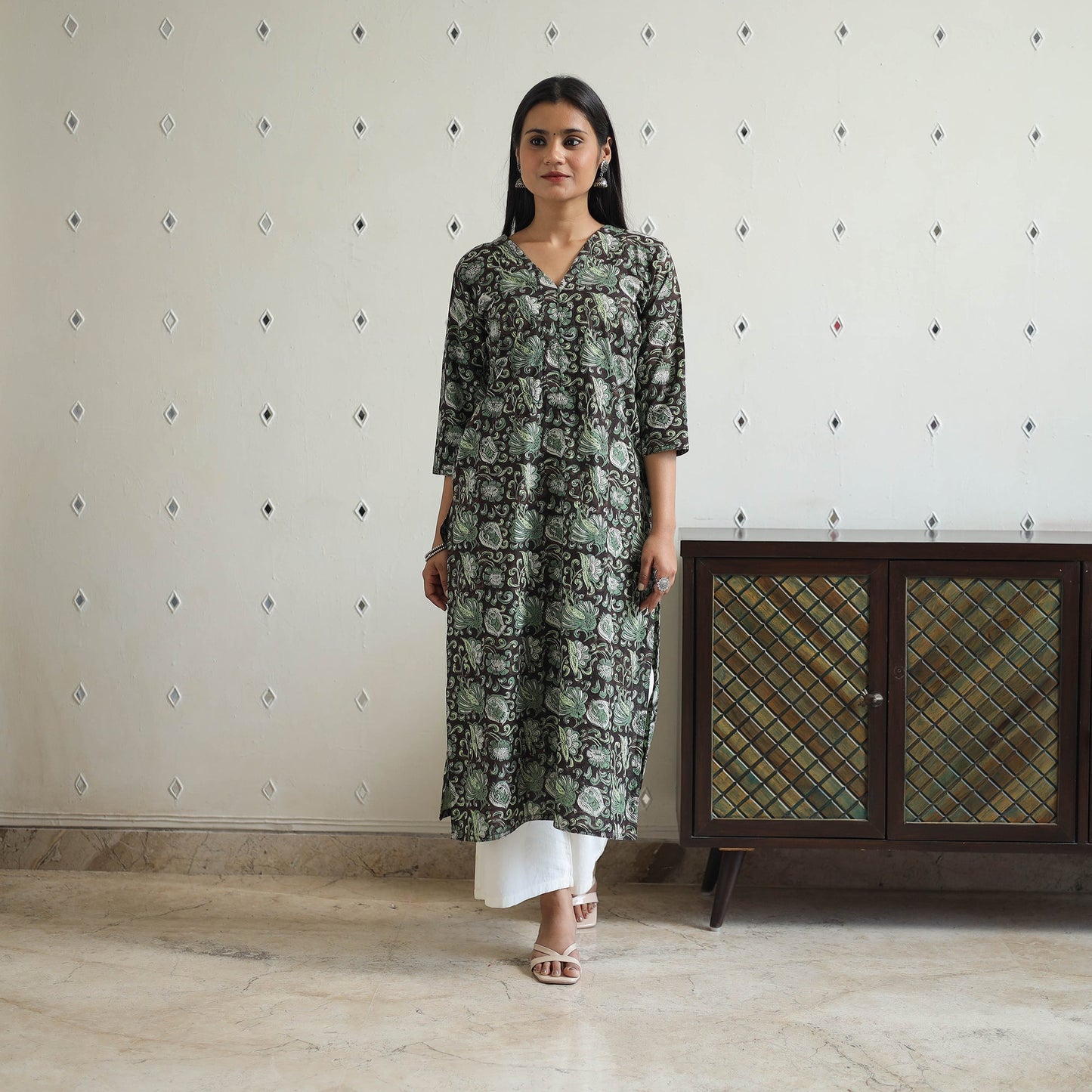 Jahota Block Print Cotton Straight Kurta for Women
