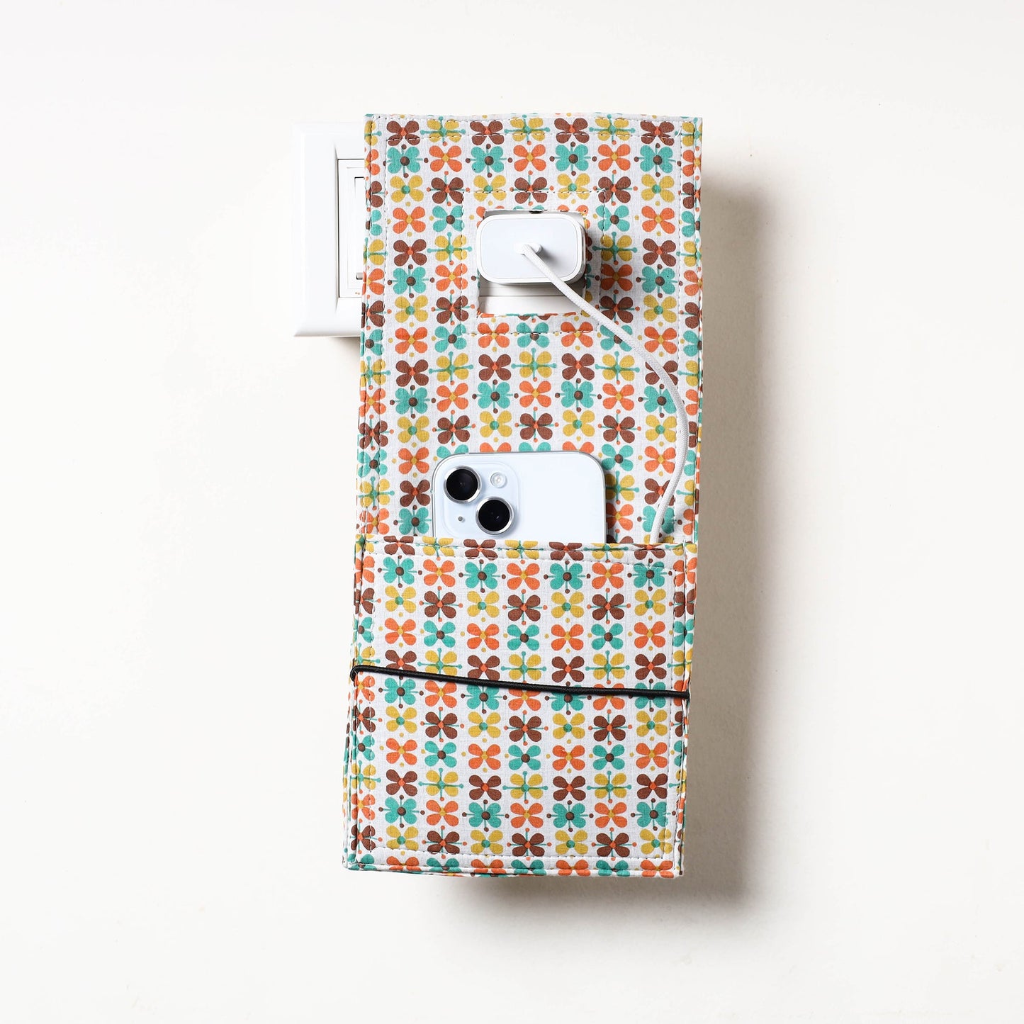 Multicolor Jaipur Printed Cotton Mobile Charging Holder