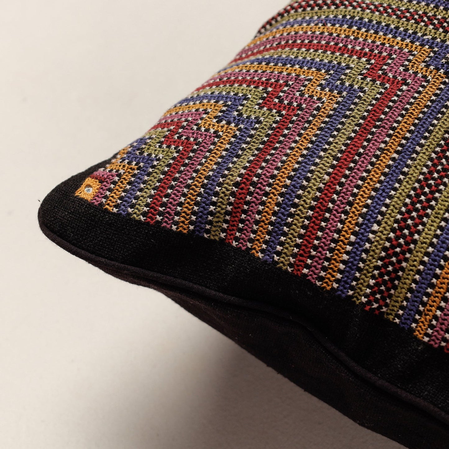 Kala Raksha Jat Hand Embroidery Cotton Cushion Cover