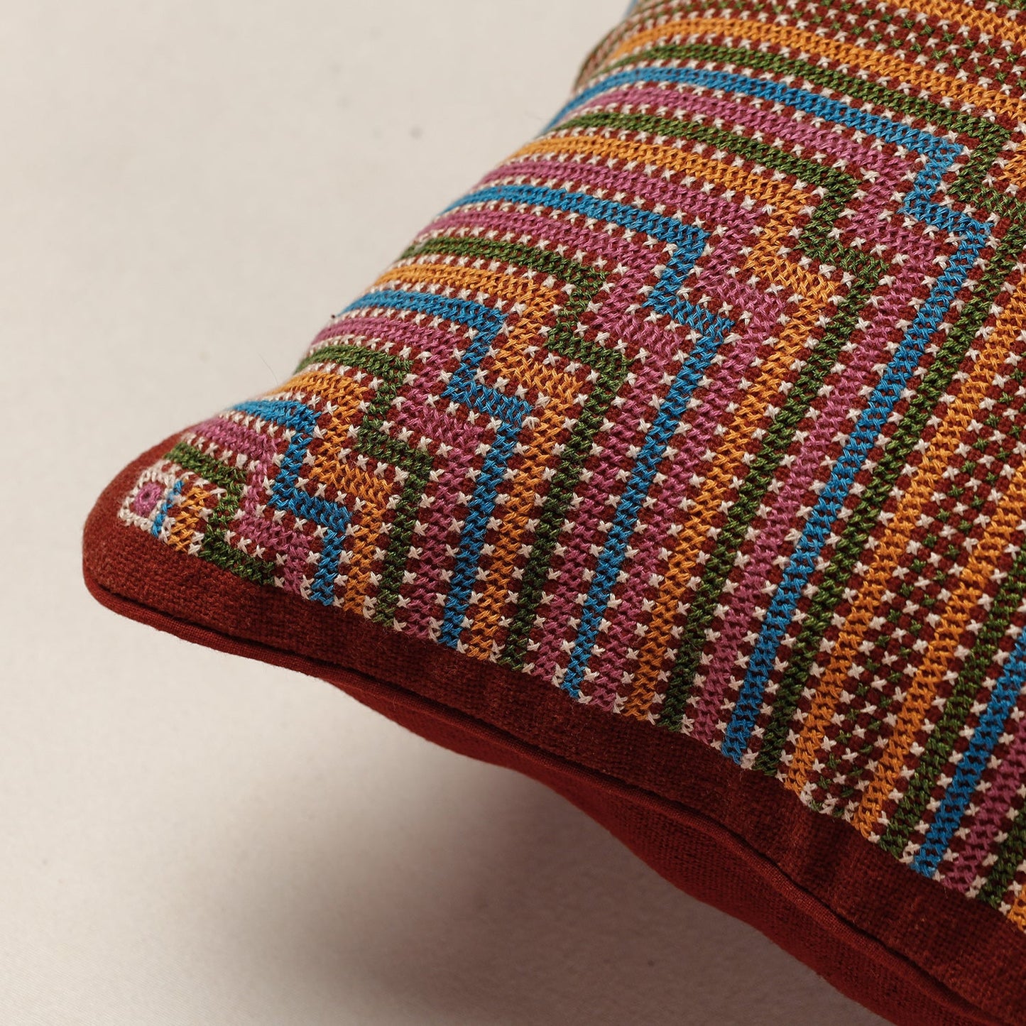 Kala Raksha Jat Hand Embroidery Cotton Cushion Cover