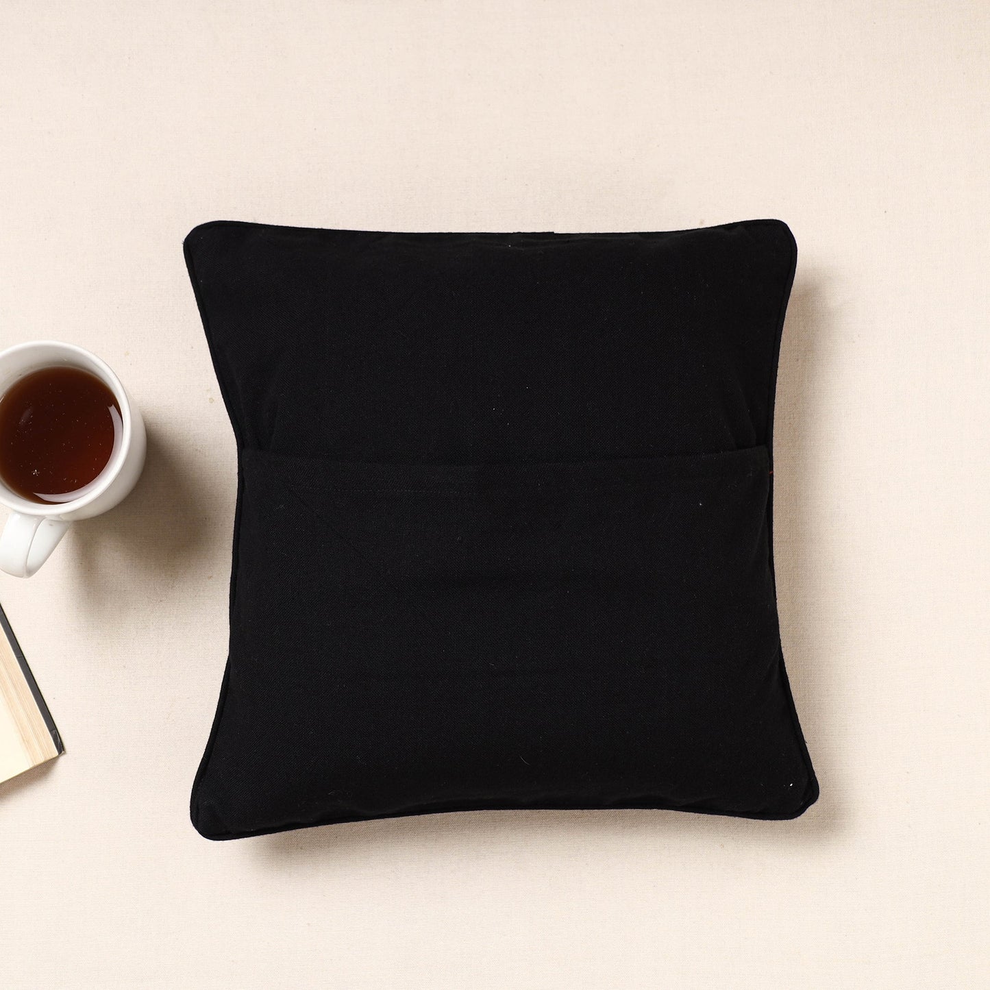 Multicolor Kala Raksha Pakko Hand Embroidery Cotton Cushion Cover