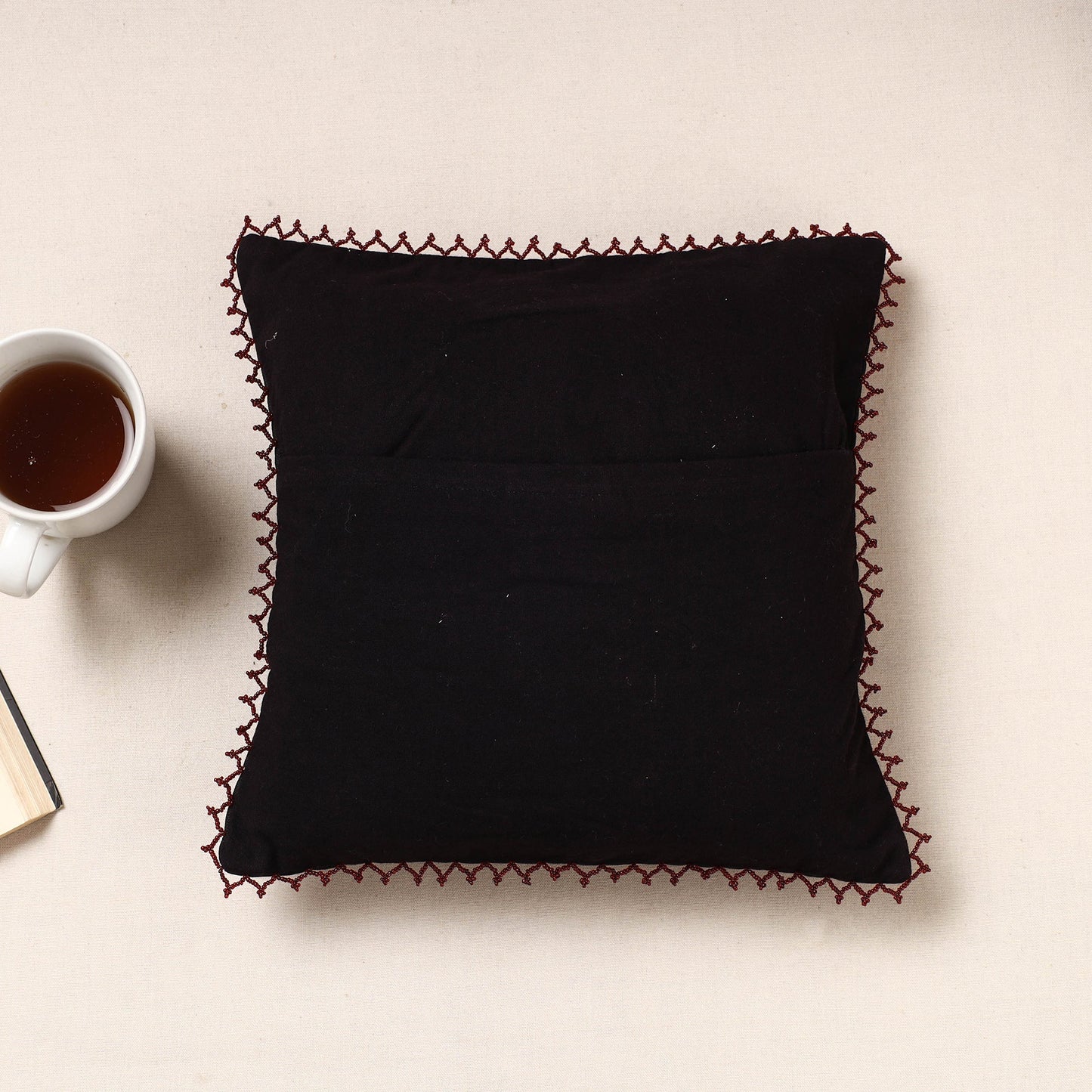 Multicolor - Kala Raksha Rabari Hand Embroidered Cotton Cushion Cover (12 x 12 in)