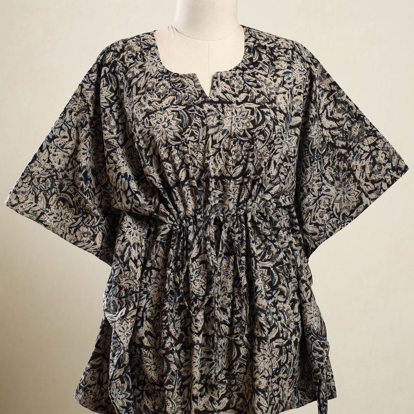 Multicolor Kalamkari Block Print Cotton Kaftan