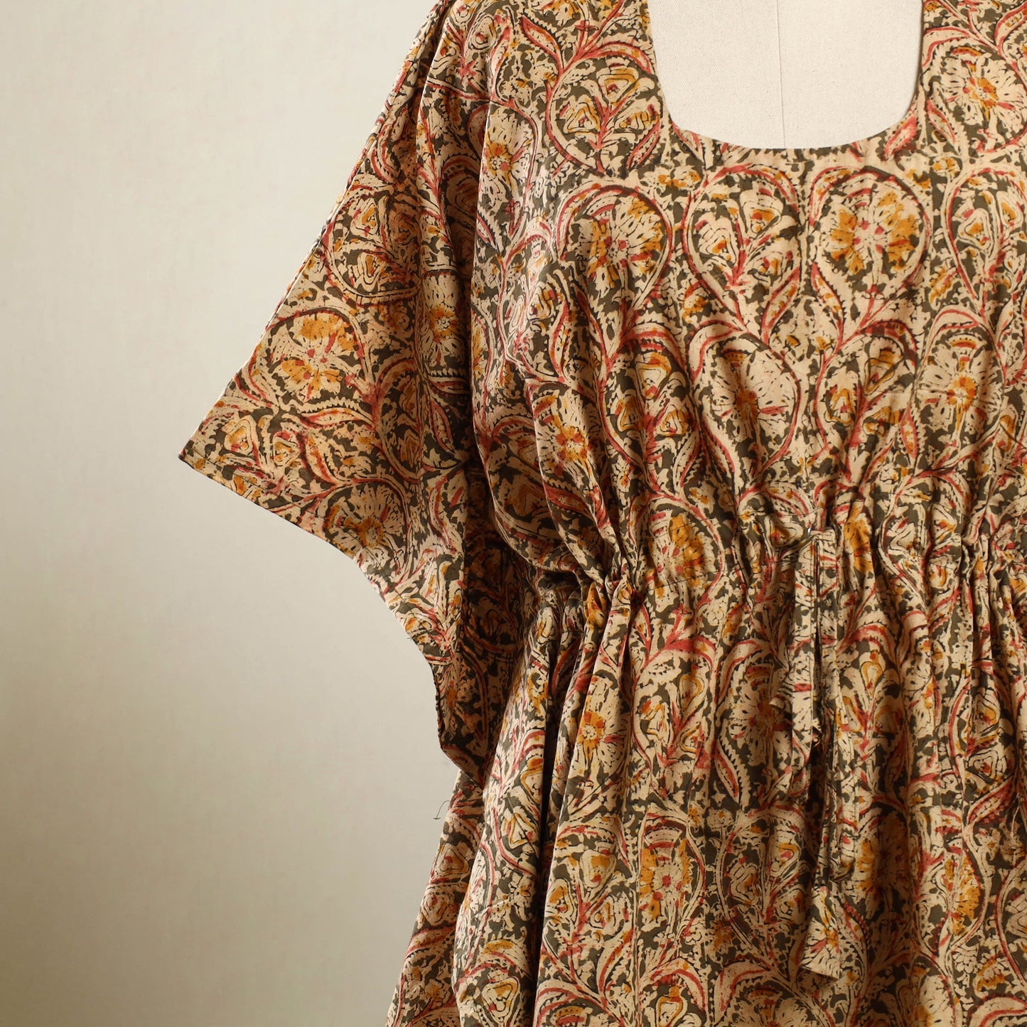 Multicolor Kalamkari Block Print Cotton Kaftan